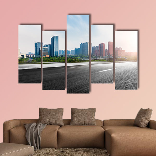 The city and the road in the modern office building background wall art