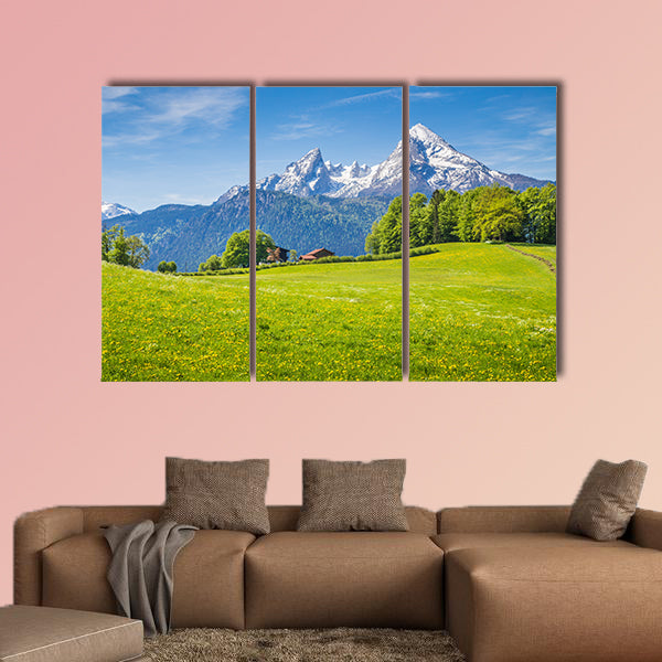 Idyllic landscape in the Alps multi panel canvas wall art