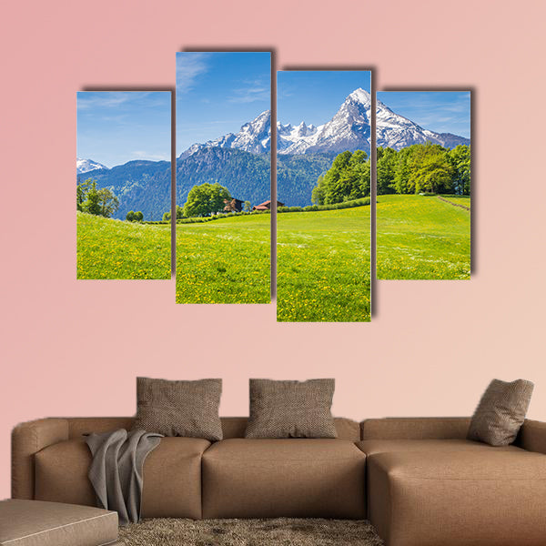 Idyllic landscape in the Alps multi panel canvas wall art