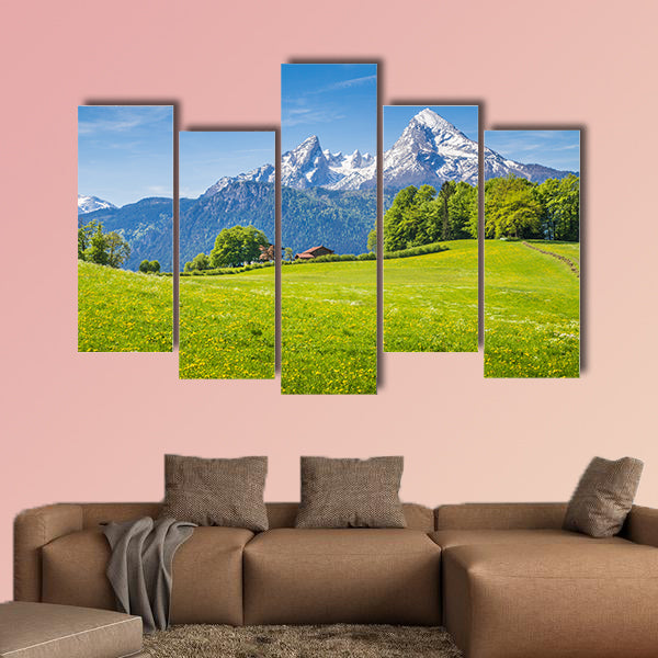 Idyllic landscape in the Alps multi panel canvas wall art
