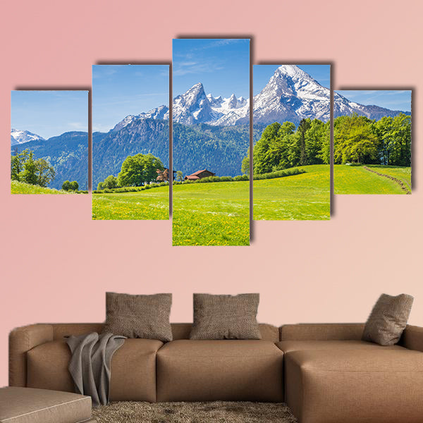 Idyllic landscape in the Alps multi panel canvas wall art