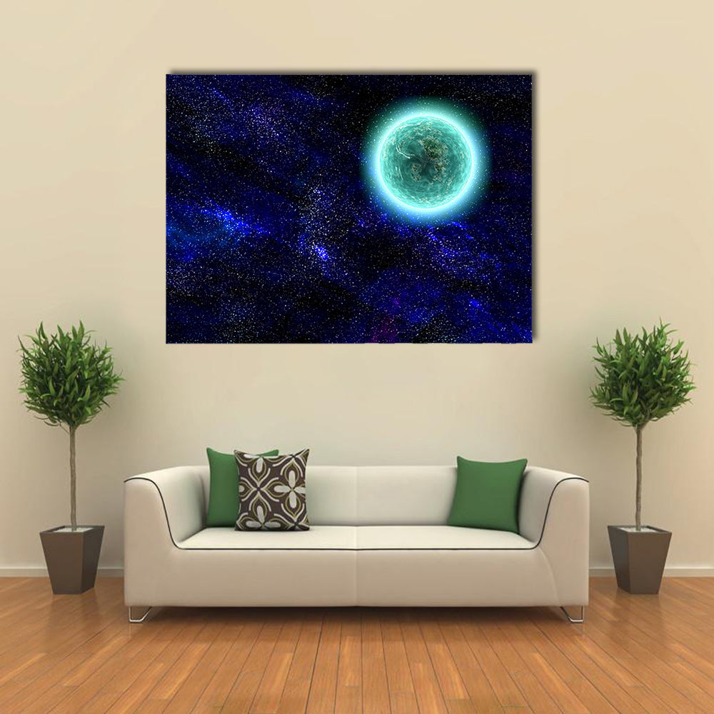 Science Fiction Planet Complex Space Scene Illustration Multi Panel Canvas Wall Art