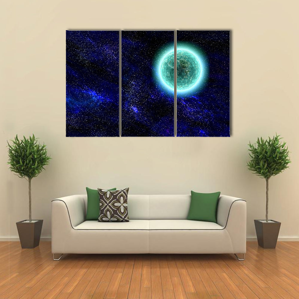 Science Fiction Planet Complex Space Scene Illustration Multi Panel Canvas Wall Art