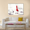 Red pawn chess wins against white pawns multi panel canvas wall art