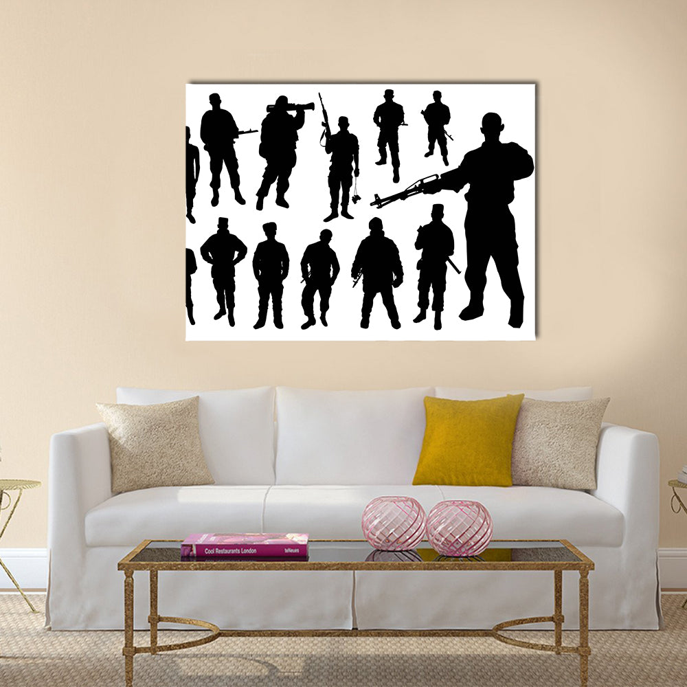 Silhouettes Of Soldiers For The Preparation Of The War, Multi Panel Canvas Wall Art