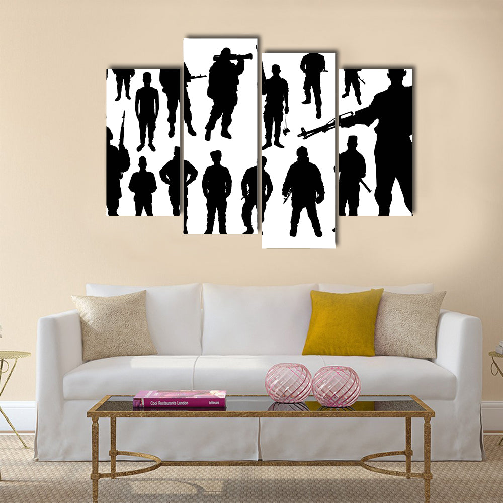 Silhouettes Of Soldiers For The Preparation Of The War, Multi Panel Canvas Wall Art