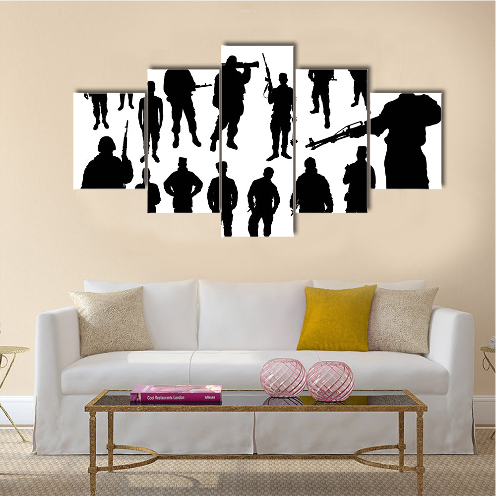 Silhouettes Of Soldiers For The Preparation Of The War, Multi Panel Canvas Wall Art