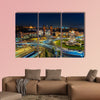 Spanish Square aerial view in Barcelona, Spain at night multi panel canvas wall art