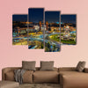 Spanish Square aerial view in Barcelona, Spain at night multi panel canvas wall art