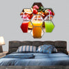 Fresh juices with fruits and vegetables hexagonal canvas wall art