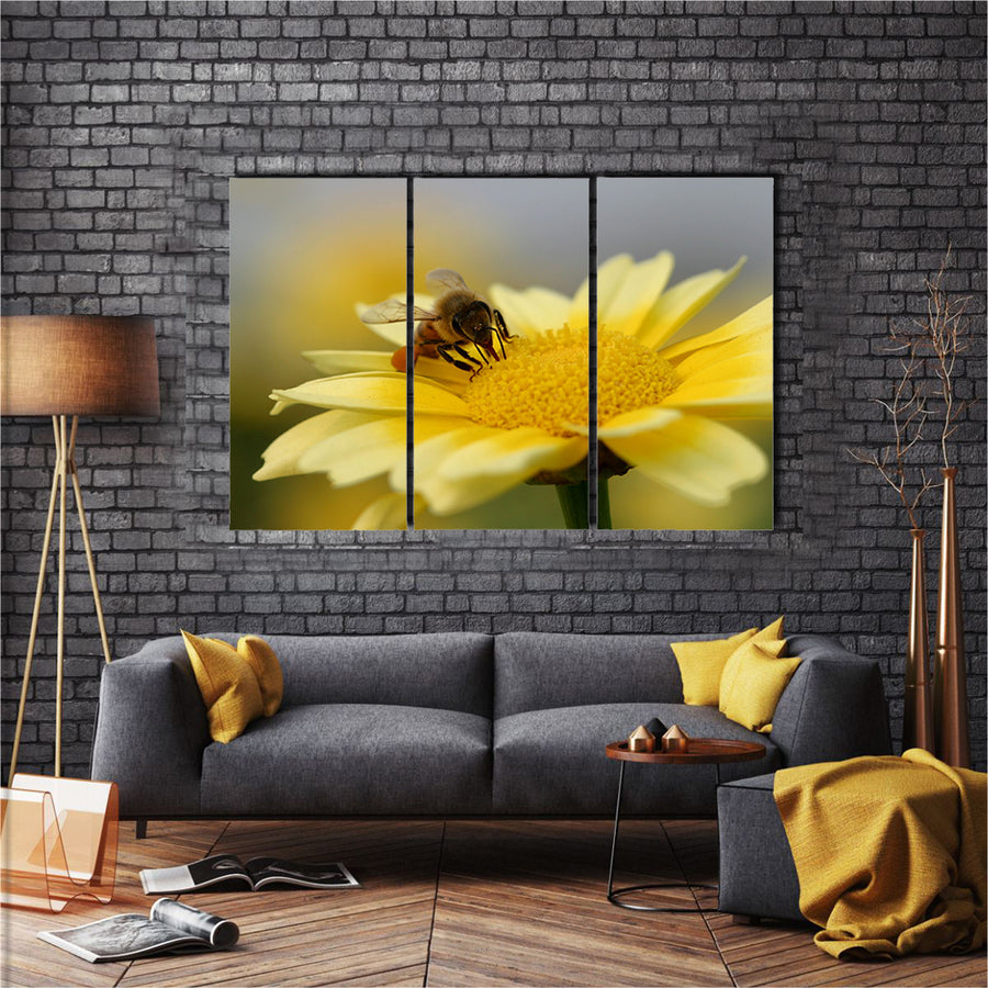 A Working Honey Bee, Collecting The Juice For The Family, Multi Panel Canvas Wall Art
