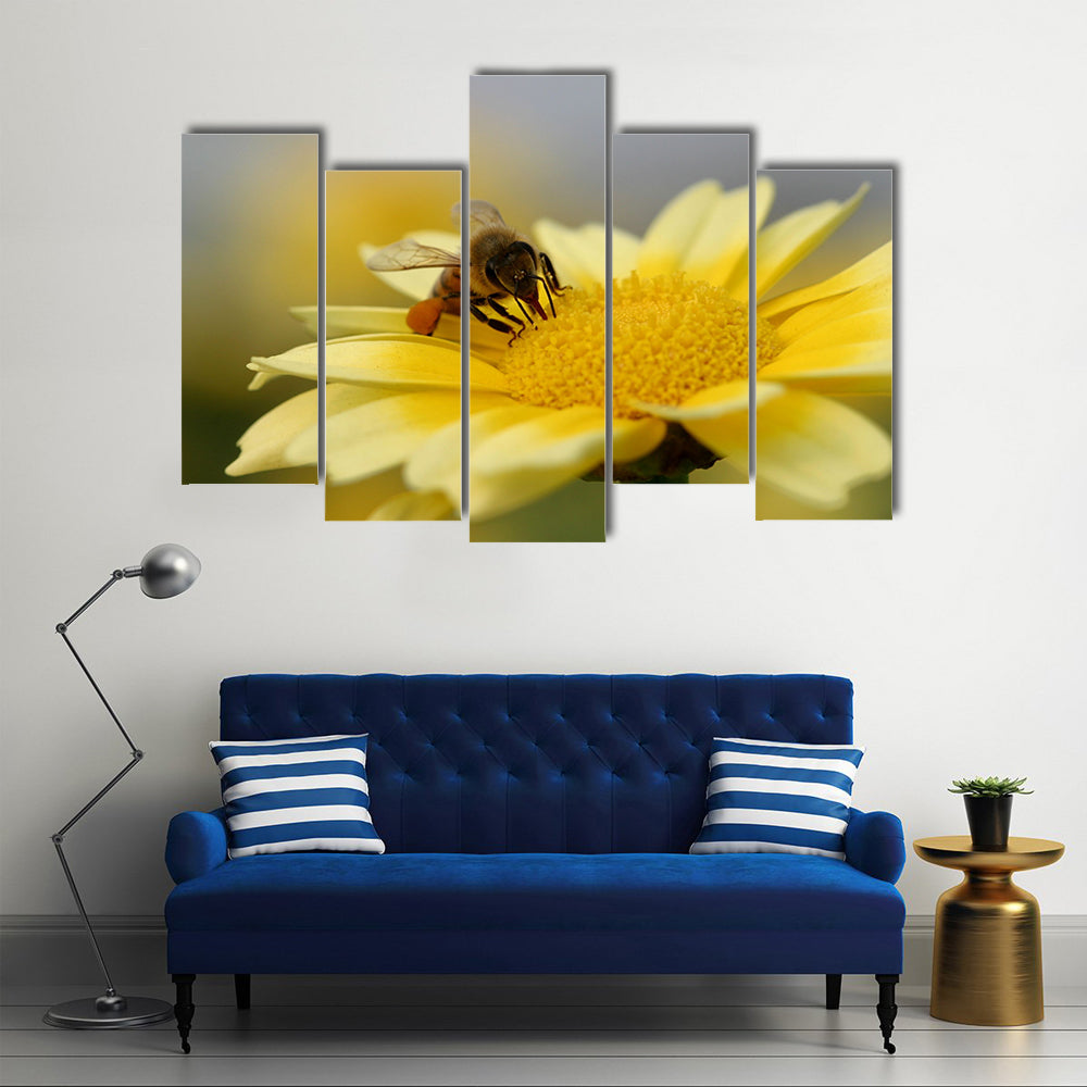 A Working Honey Bee, Collecting The Juice For The Family, Multi Panel Canvas Wall Art