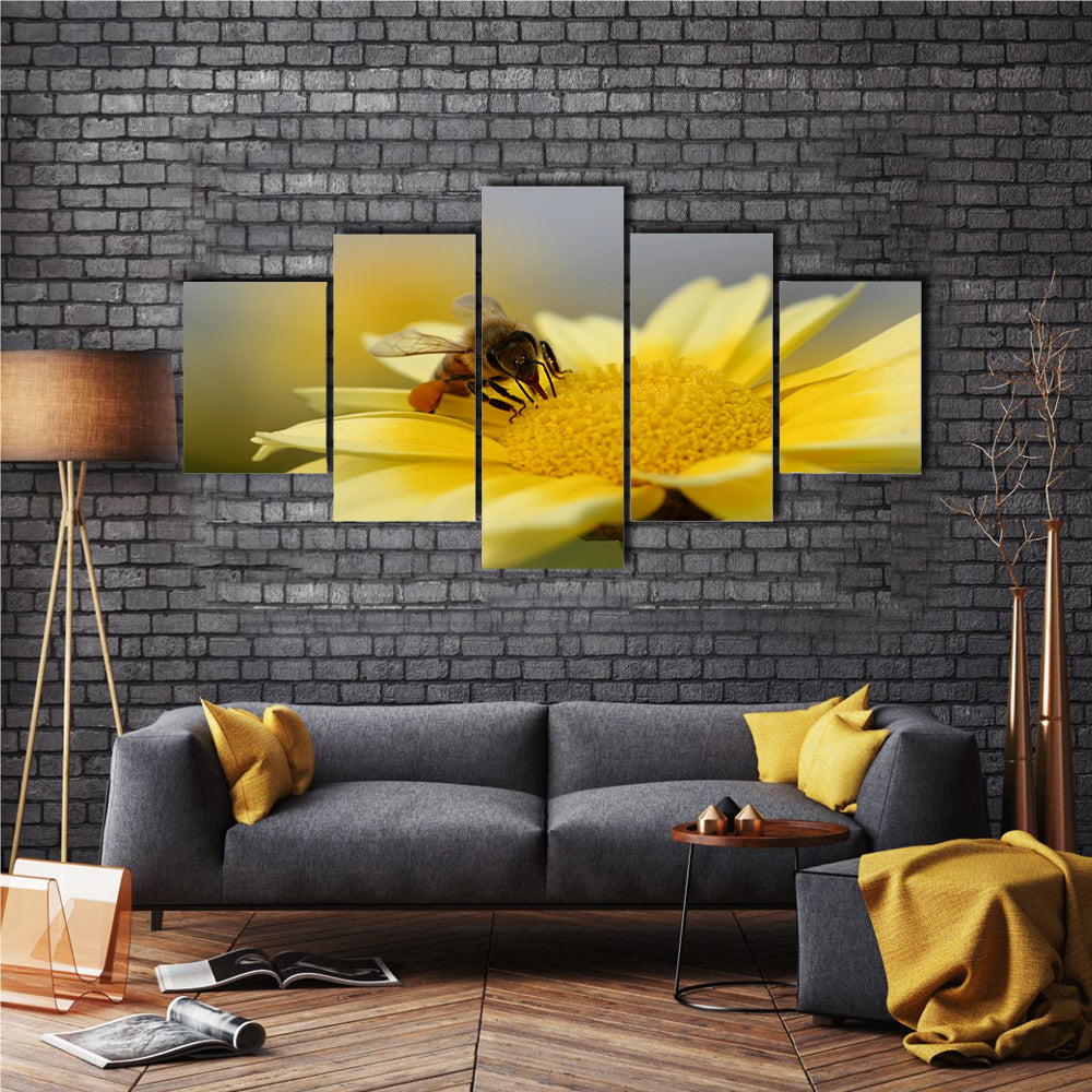 A Working Honey Bee, Collecting The Juice For The Family, Multi Panel Canvas Wall Art