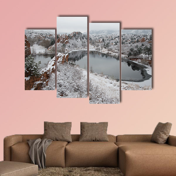 Red Rock Canyon after a fresh snowfall Multi panel canvas wall art