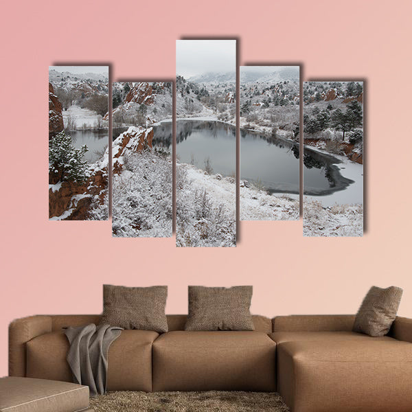 Red Rock Canyon after a fresh snowfall Multi panel canvas wall art