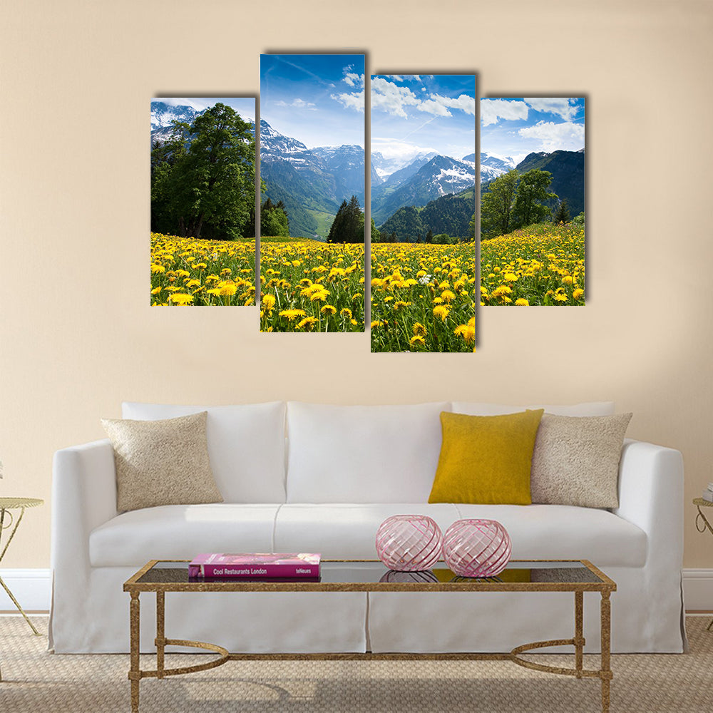 Scenic view from Braunwald (Switzerland) multi panel canvas wall art