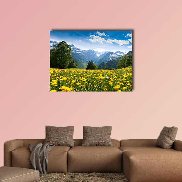 Scenic view from Braunwald (Switzerland) in spring multi panel canvas wall art