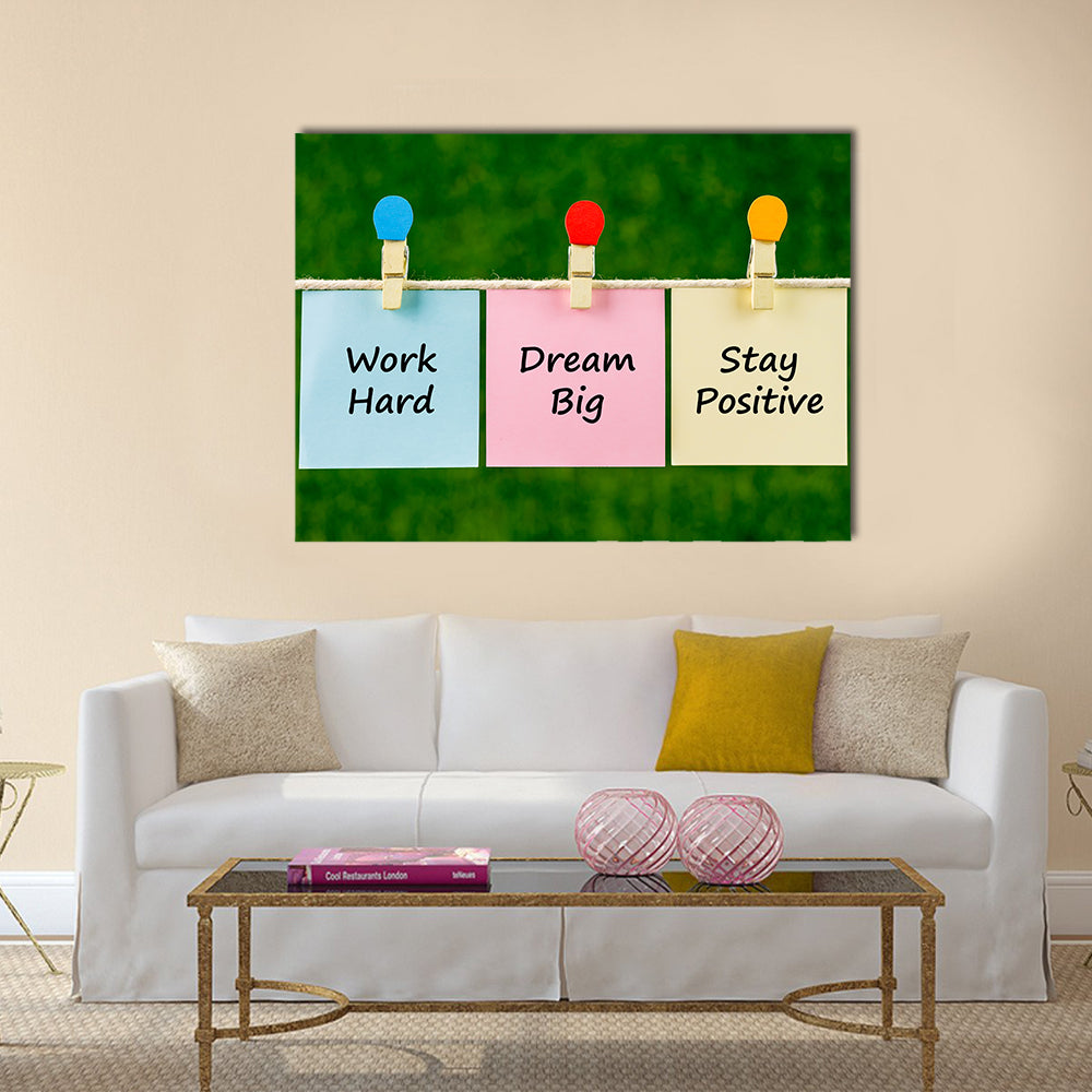 Word quotes of Work Hard, Dream Big, Stay Positive Multi Panel Canvas Wall Art