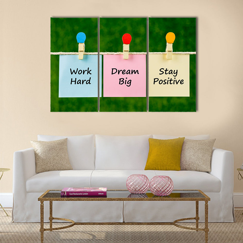 Word quotes of Work Hard, Dream Big, Stay Positive Multi Panel Canvas Wall Art