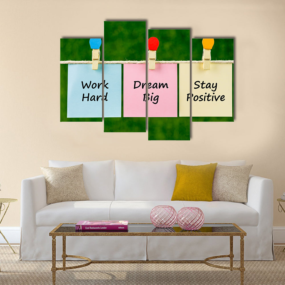 Word quotes of Work Hard, Dream Big, Stay Positive Multi Panel Canvas Wall Art