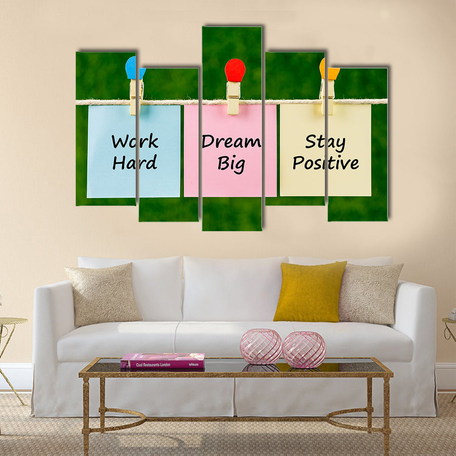 Word quotes of Work Hard, Dream Big, Stay Positive Multi Panel Canvas Wall Art