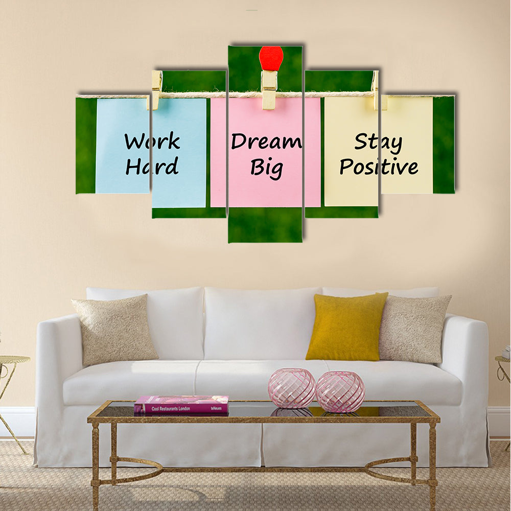 Word quotes of Work Hard, Dream Big, Stay Positive Multi Panel Canvas Wall Art