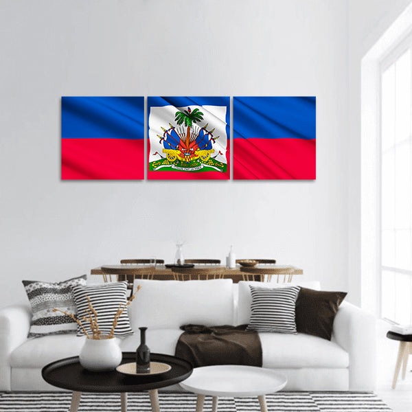 The national flag of Haiti panoramic canvas wall art.