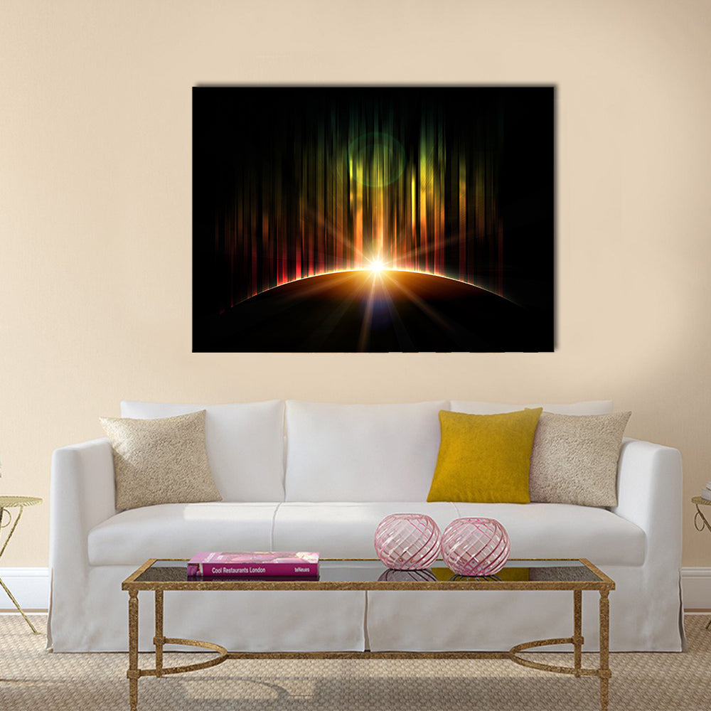 Planet with aurora Multi panel canvas wall art