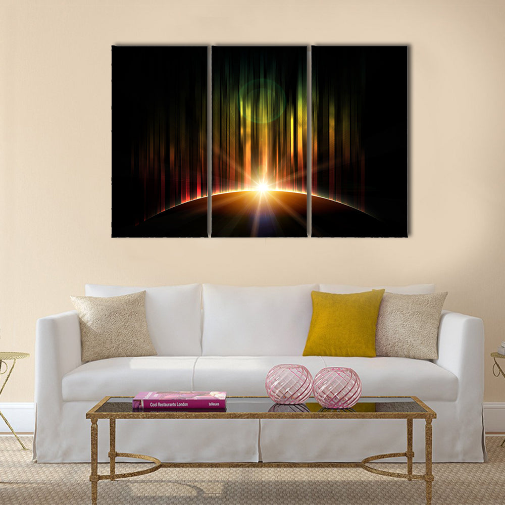Planet with aurora Multi panel canvas wall art