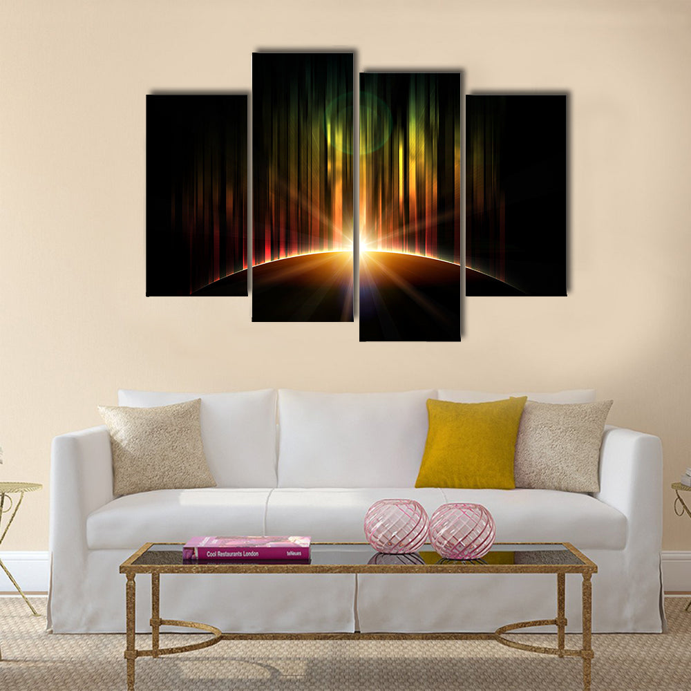 Planet with aurora Multi panel canvas wall art