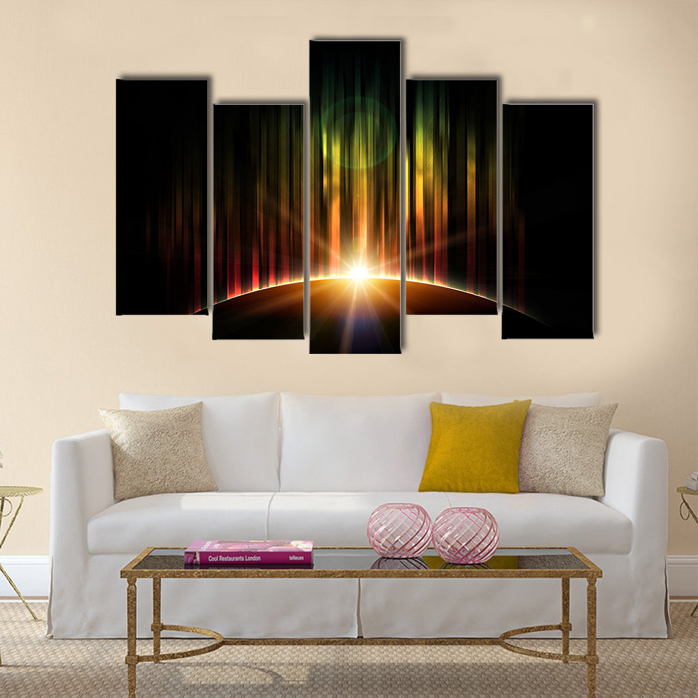 Planet with aurora Multi panel canvas wall art