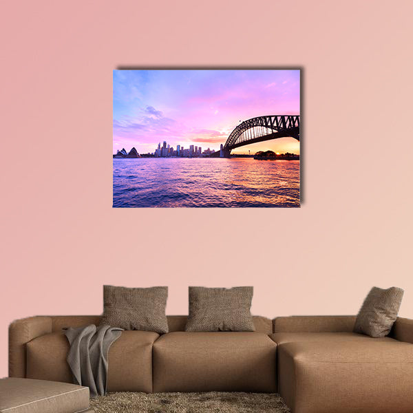 View of Sydney Harbor at twilight multi panel canvas wall art