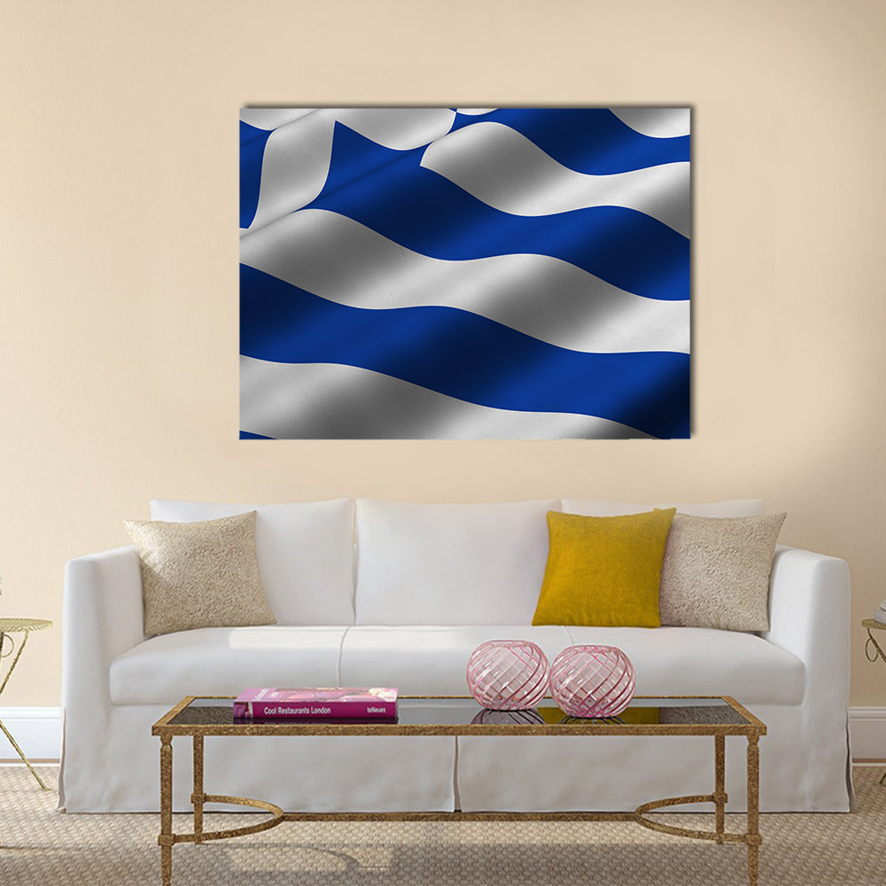 Detailed 3d rendering close up of the flag of Greece Multi Panel Canvas Wall Art