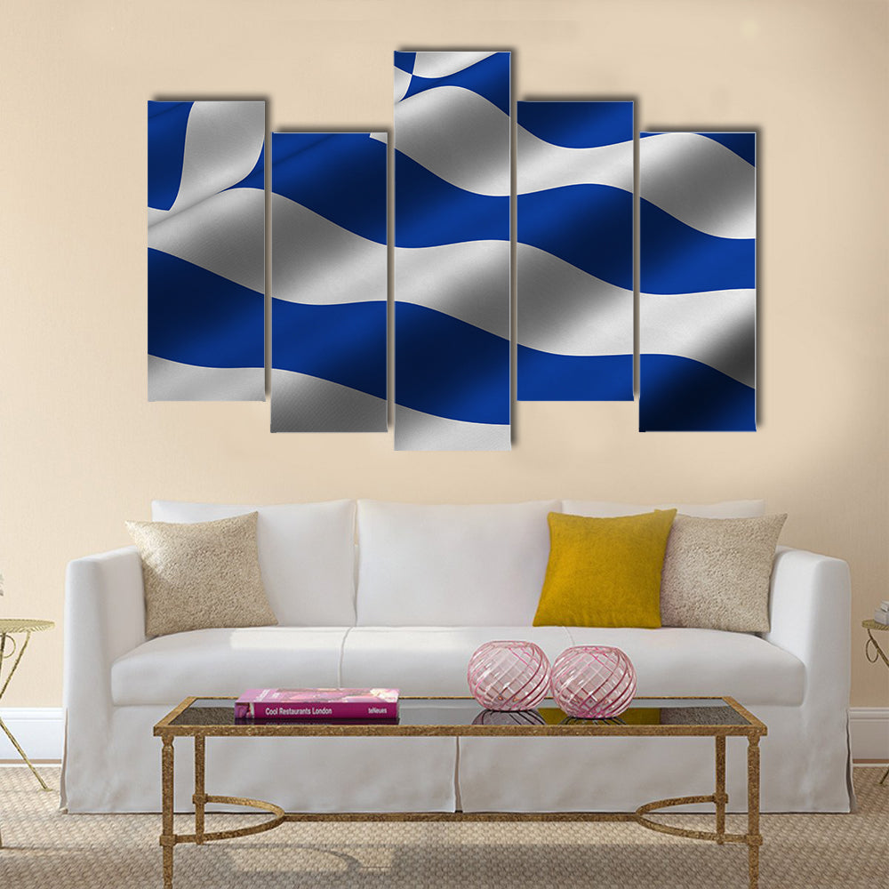 Detailed 3d rendering close up of the flag of Greece Multi Panel Canvas Wall Art