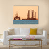 Oil rig during sunset in Baku, Azerbaijan in Caspian Sea Multi panel canvas wall art