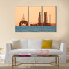 Oil rig during sunset in Baku, Azerbaijan in Caspian Sea Multi panel canvas wall art