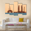 Oil rig during sunset in Baku, Azerbaijan in Caspian Sea Multi panel canvas wall art