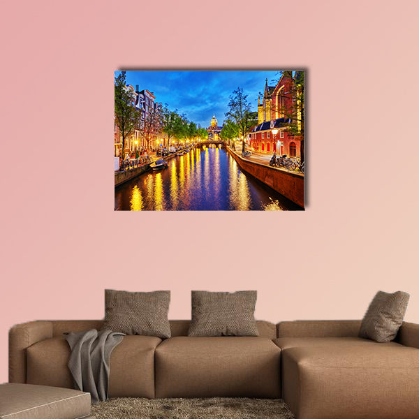 Westerkerk (Western Church), with water canal view in canvas wall art