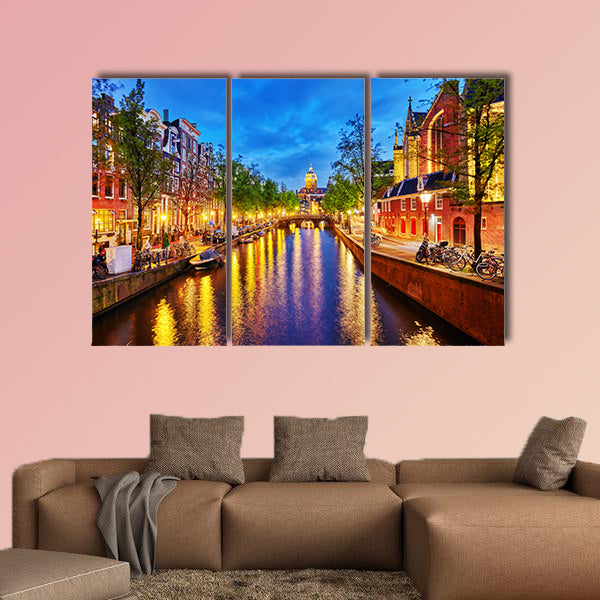 Westerkerk (Western Church), with water canal view in canvas wall art
