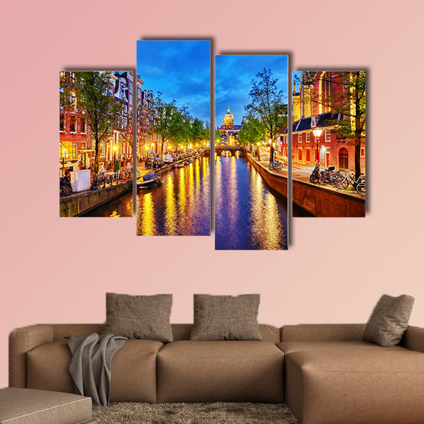 Westerkerk (Western Church), with water canal view in canvas wall art
