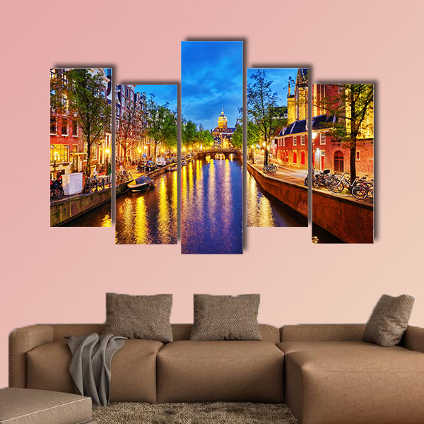 Westerkerk (Western Church), with water canal view in canvas wall art