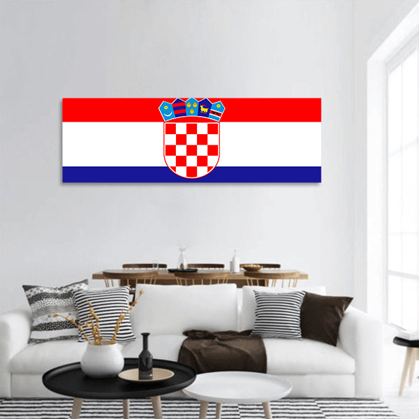 Croatia Flag panoramic canvas wall art.