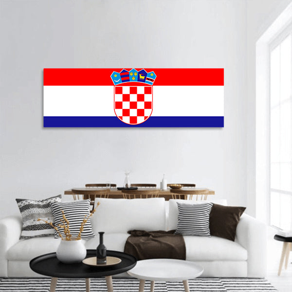 Croatia Flag Panoramic Canvas Wall Art