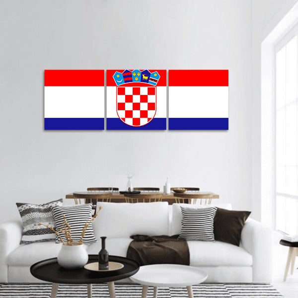 Croatia Flag panoramic canvas wall art.