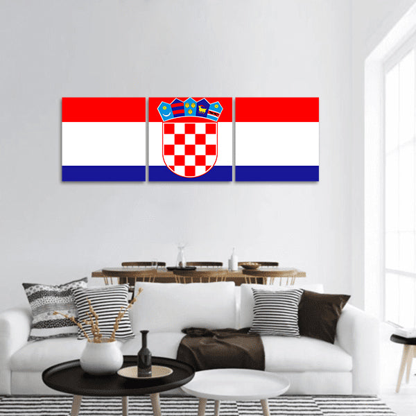 Croatia Flag Panoramic Canvas Wall Art