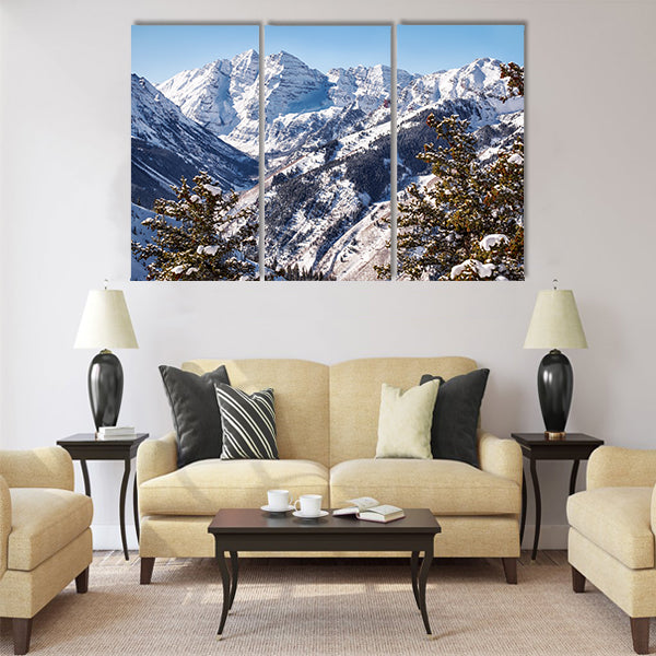 A view of the Maroon Valley landscape looking towards the two mountains of the Maroon Bells in Pitkin Country Multi panel canvas wall art
