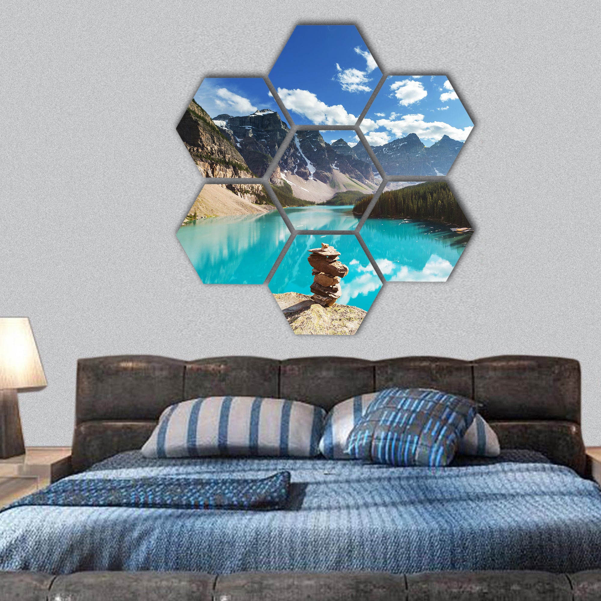 Moraine lake in Banff National park, Canada hexagonal canvas wall art