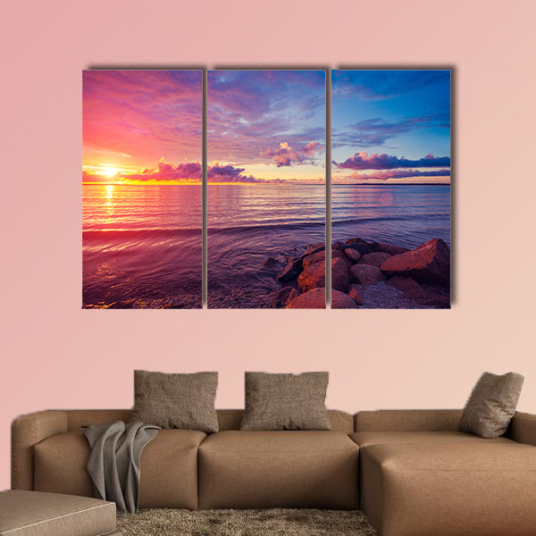 Early morning, sunrise over sea Multi panel canvas wall art