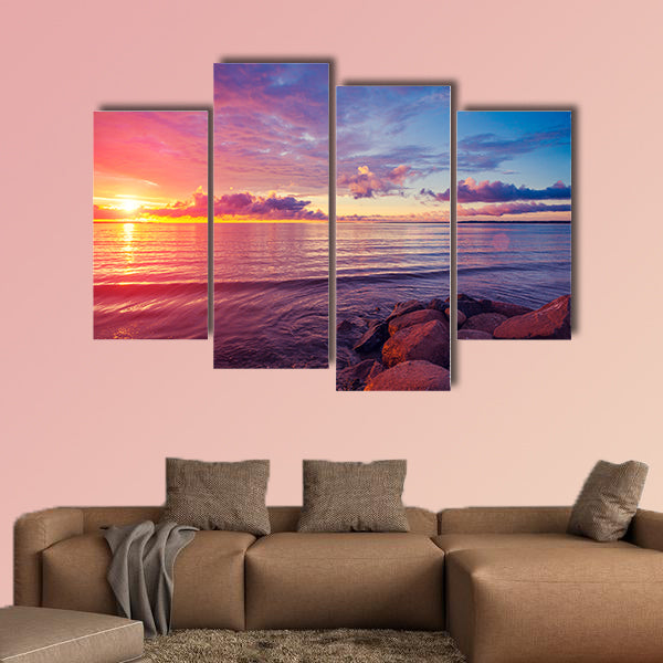 Early morning, sunrise over sea Multi panel canvas wall art
