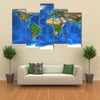 Detailed satellite view of the Earth and its landforms multi panel canvas wall art